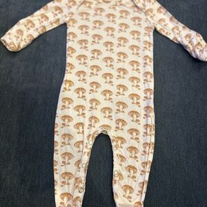 Kate Quinn Tan Mushroom Print Kids Footie